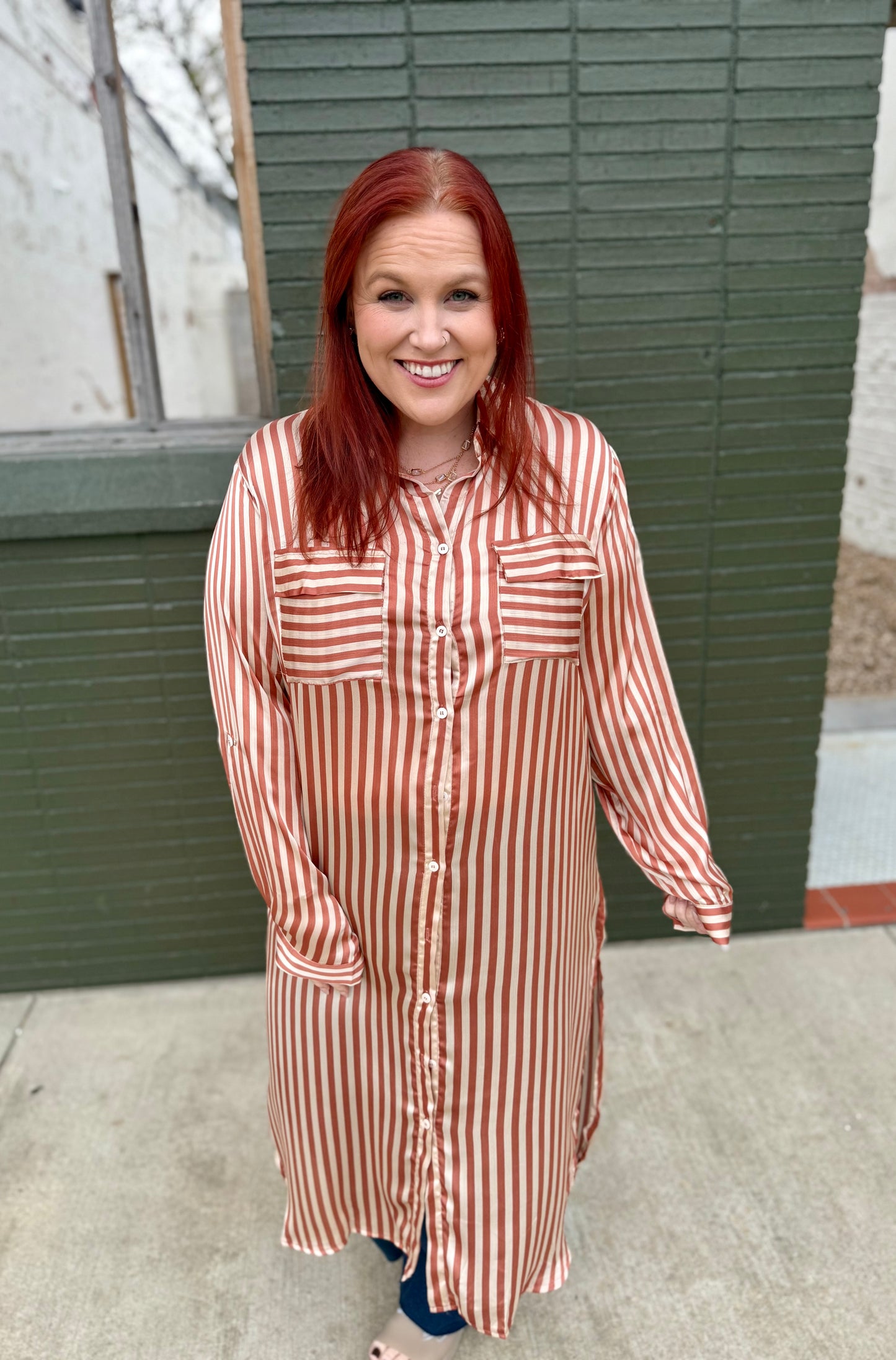 **DOORBUSTER** Sabrina Striped Button Down Midi Dress