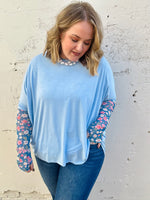 Anna Oversized Spring Tunic Top In Blue