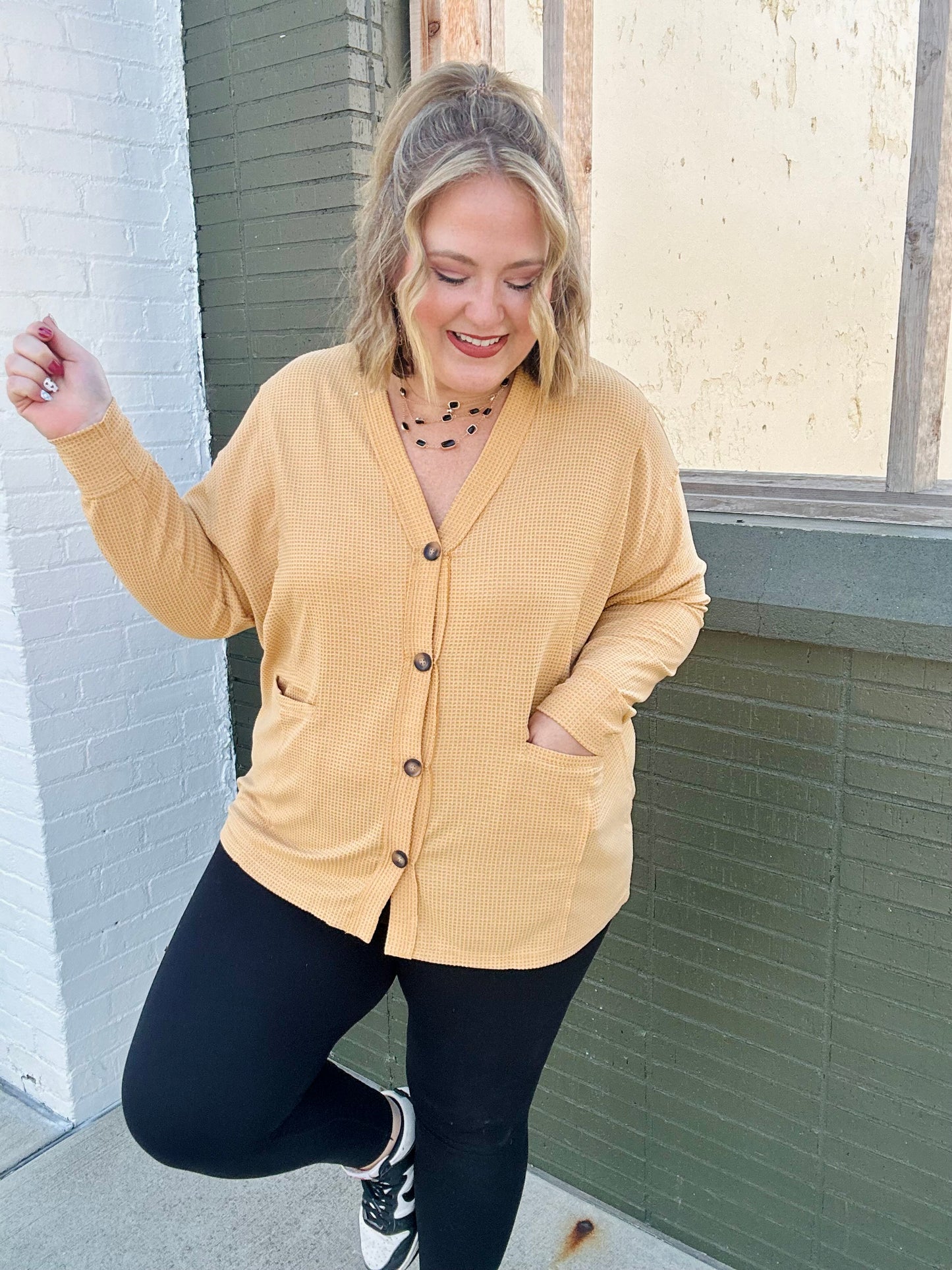 Two-Toned Charm Cardigan - Marigold