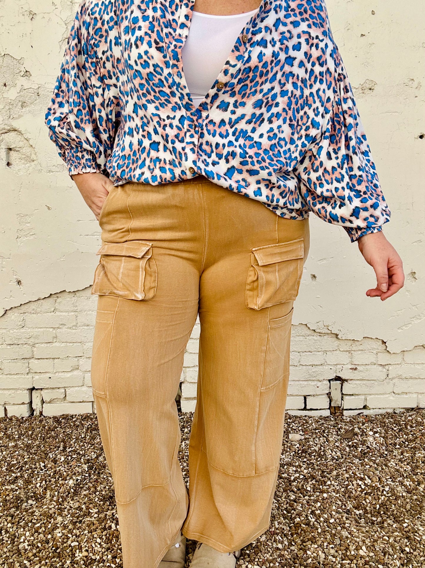 Wide Leg Knit Cargo Pants