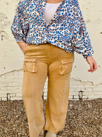 Wide Leg Knit Cargo Pants