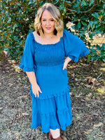 Lisa Teal Tiered Dress