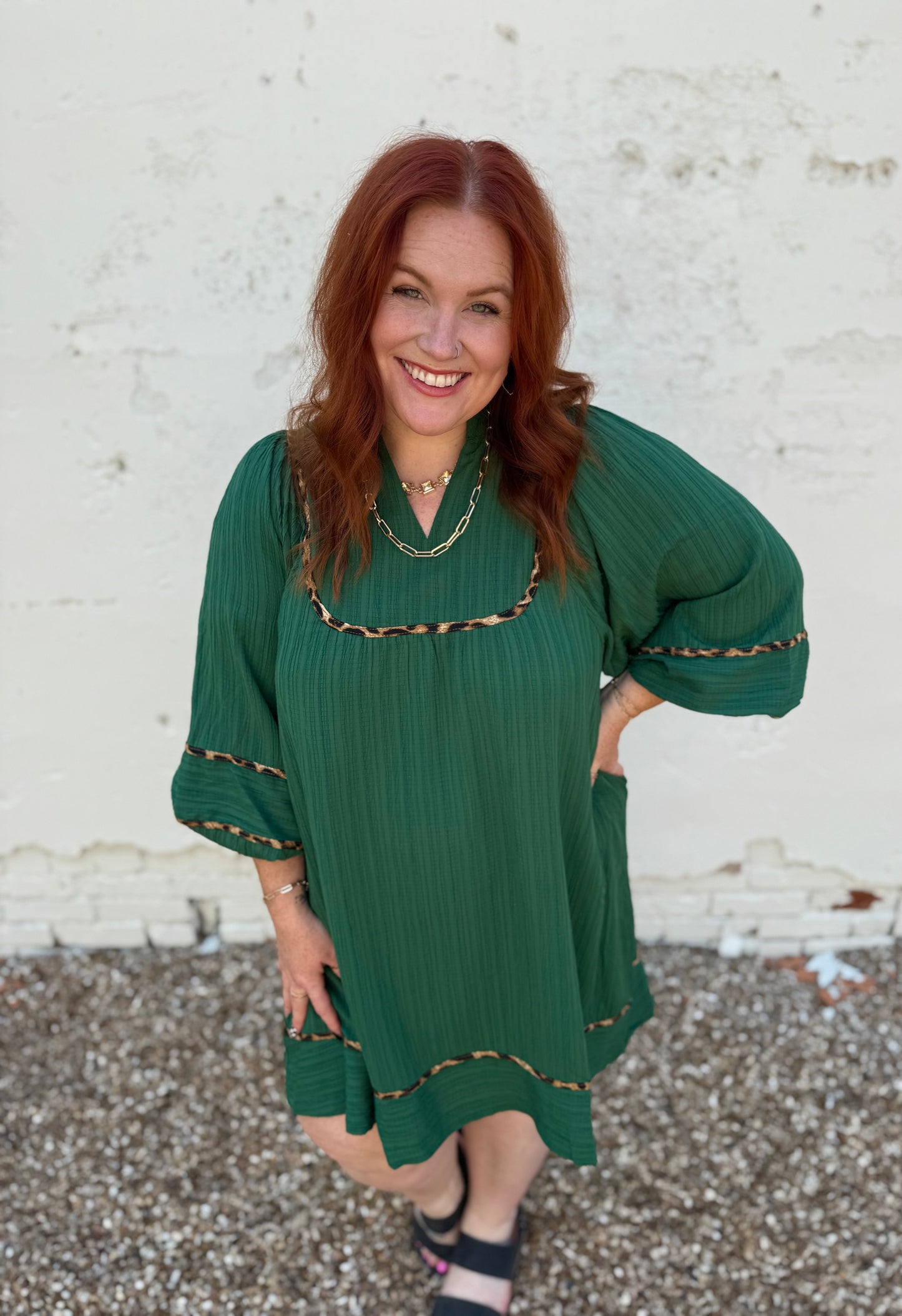 V-Neck Mandarin Collared Dress