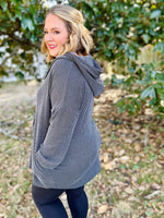 Holly Ribbed Cardigan In Charcoal