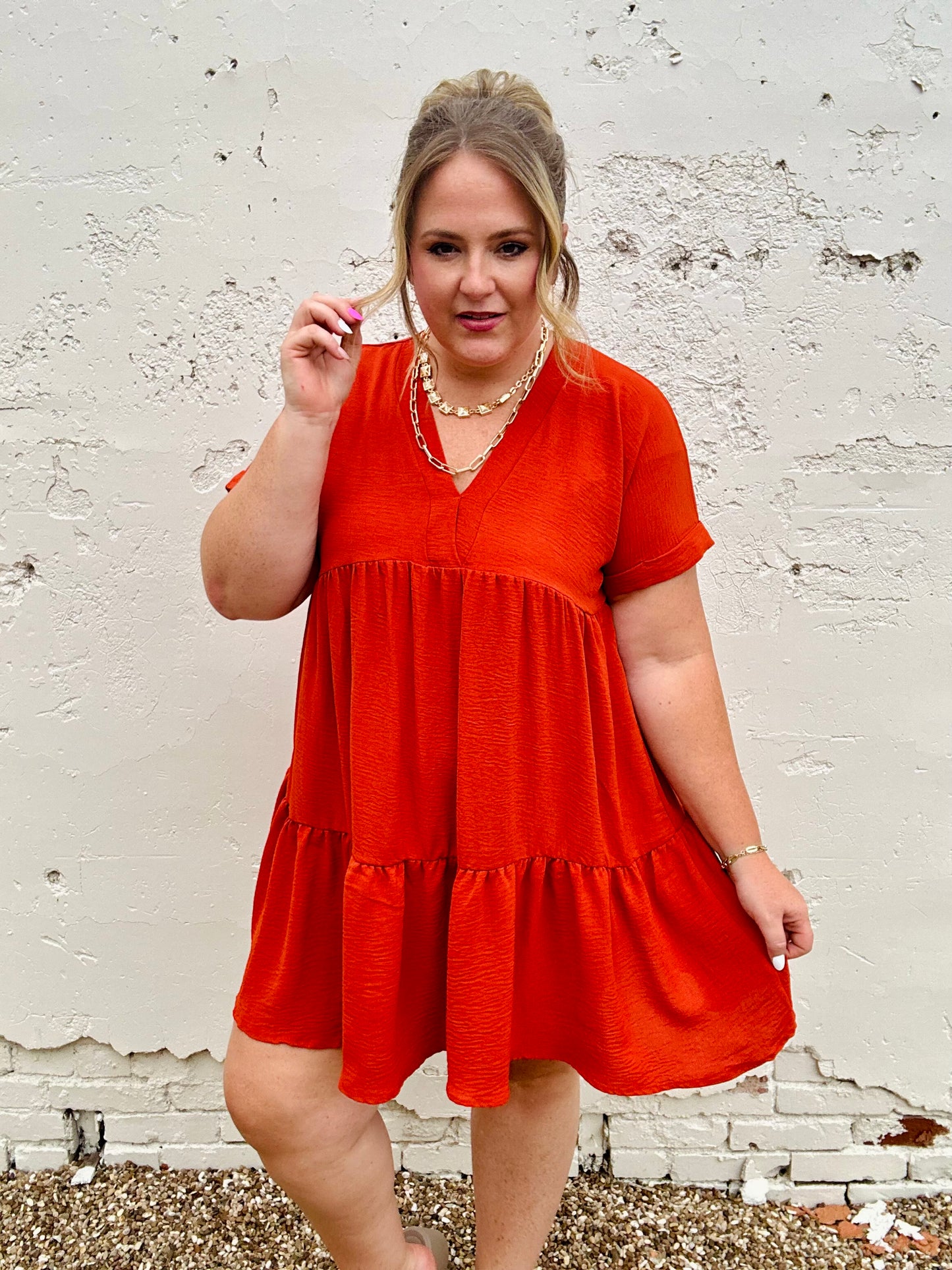 Brooke Tiered Rust Dress