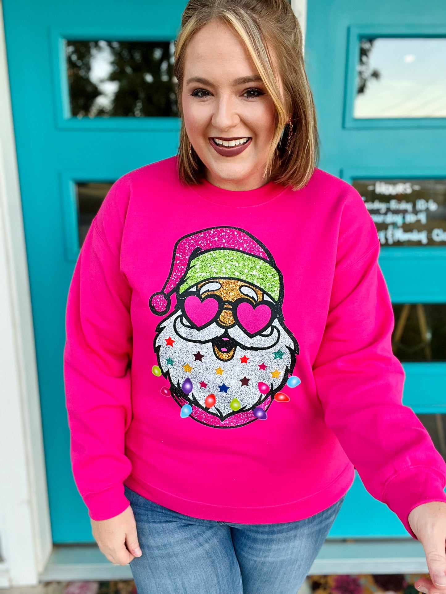 Fancy Santa on Pink Sweatshirt