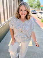 Floral Print Oversized V-Neck Top