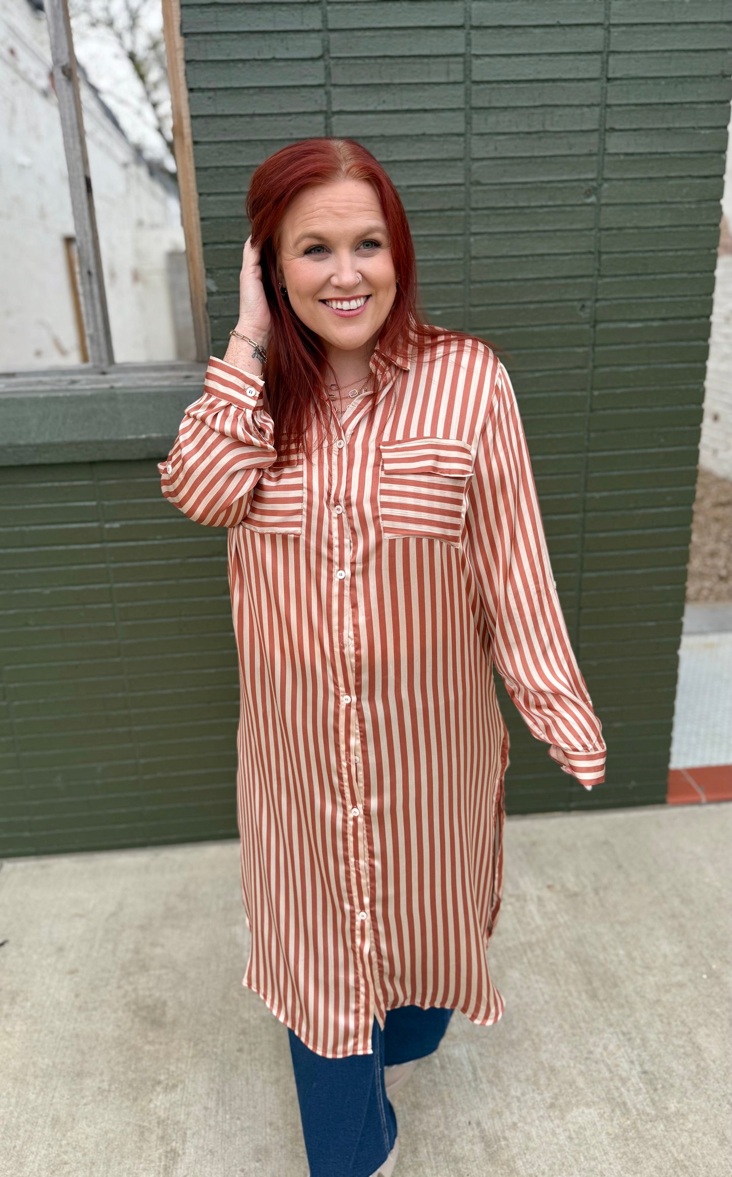 **DOORBUSTER** Sabrina Striped Button Down Midi Dress