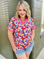 Floral V Neck Top