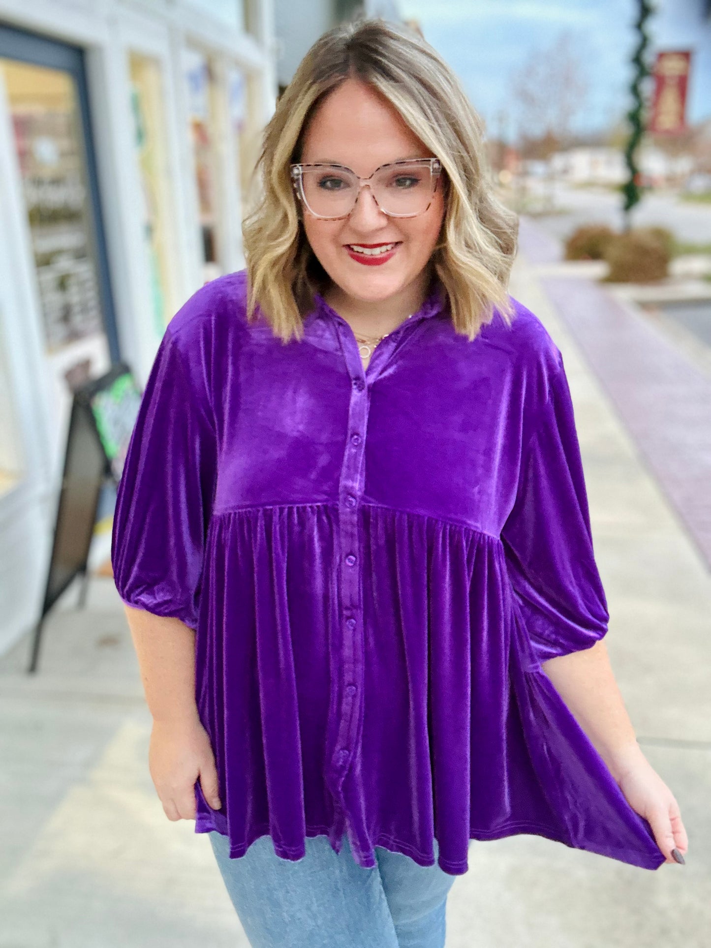 **DOORBUSTER** Stacy Velvet Button Down