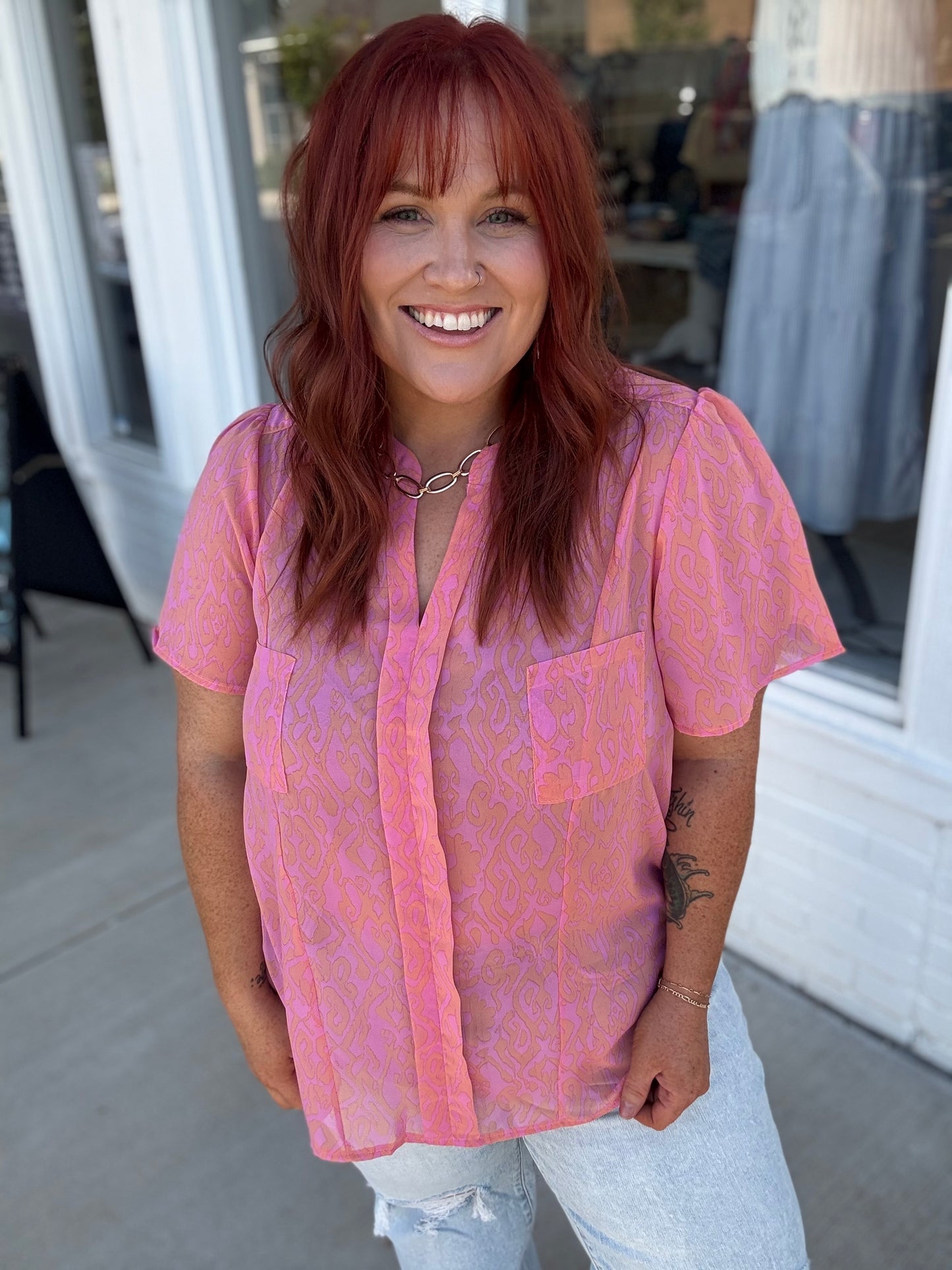 Paige Pink Pocketed Top