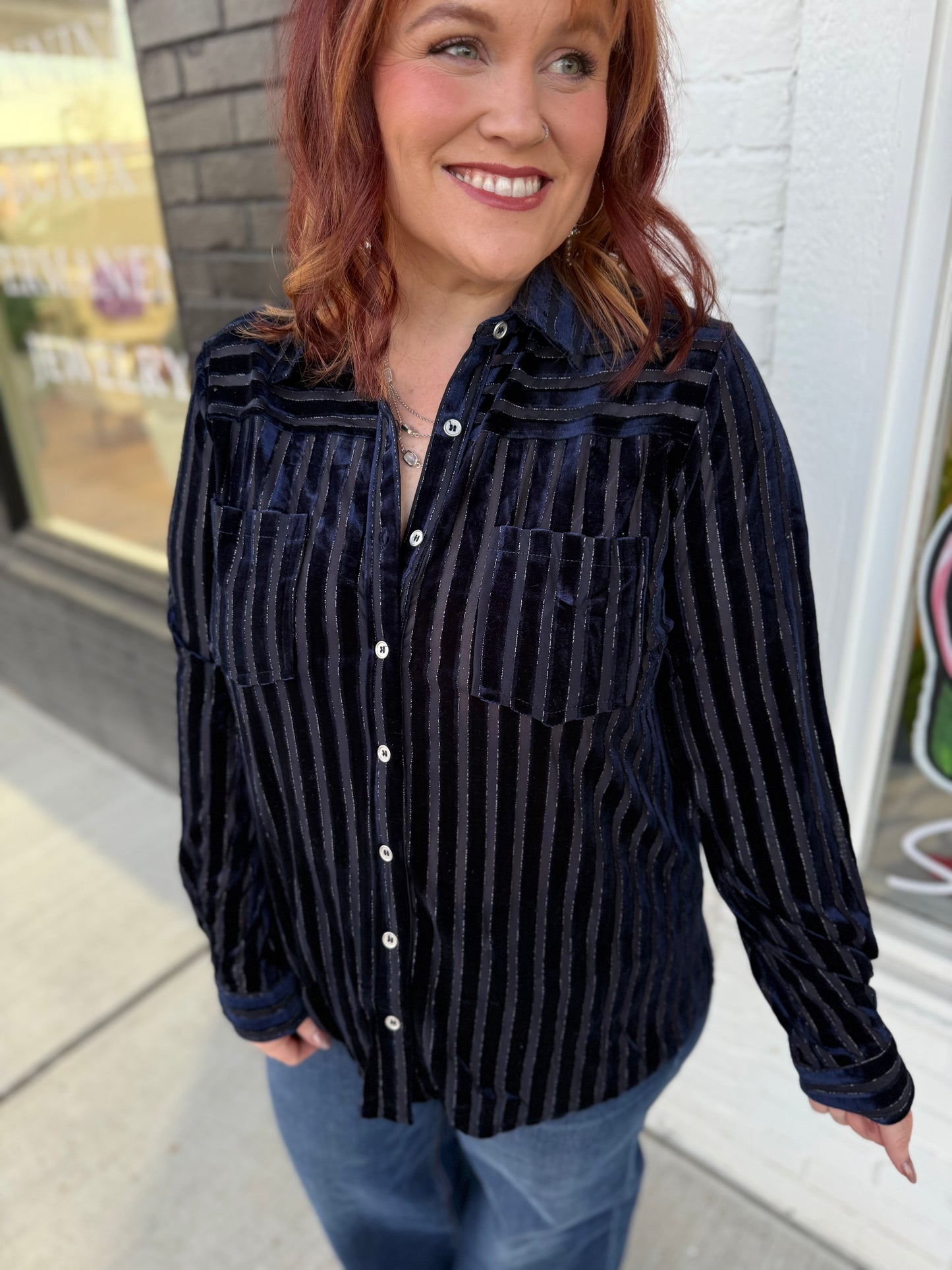 Nelly Striped Collared Top