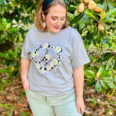 Checkered Peace Graphic Tee