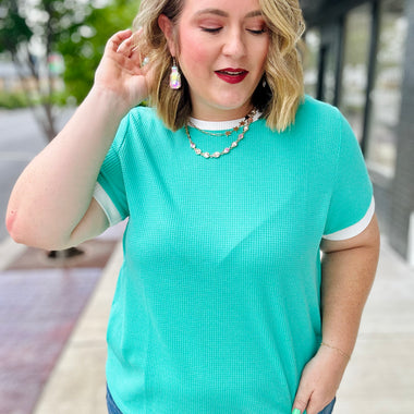 Harley Half Sleeve Waffle Knit Top