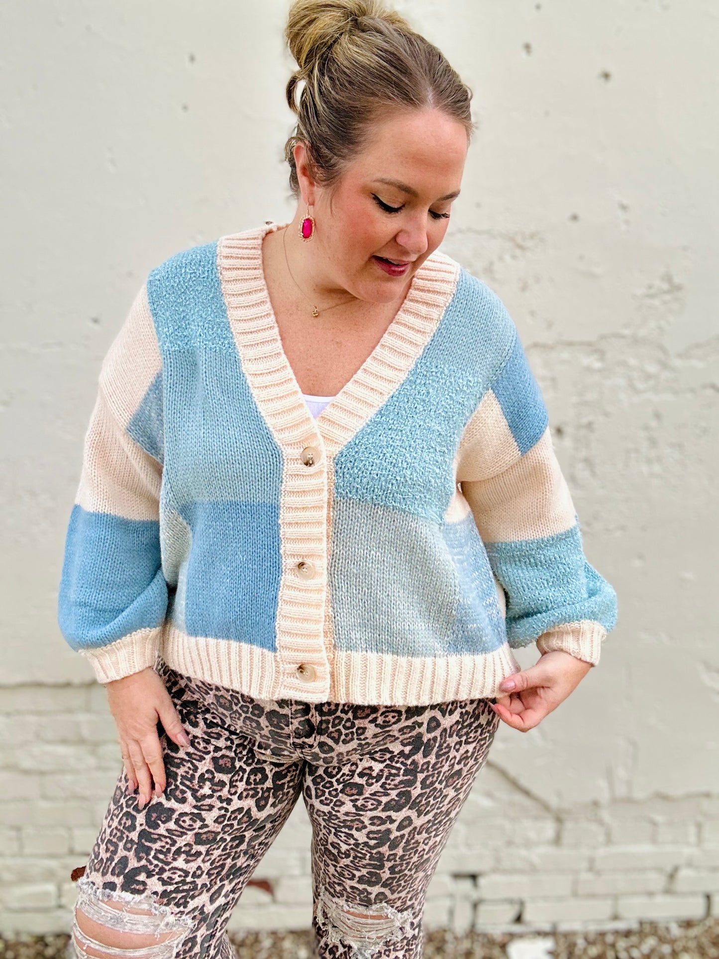 Abby Blue Block Cardigan
