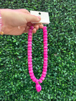 Chunky Beaded Heart Necklace - Pink
