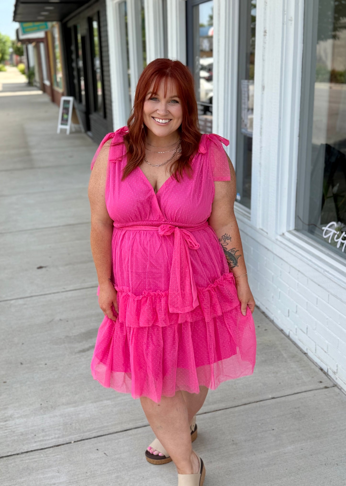 Alianah Pink Tiered Dress