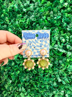 Pearl Post Earrings in Olive