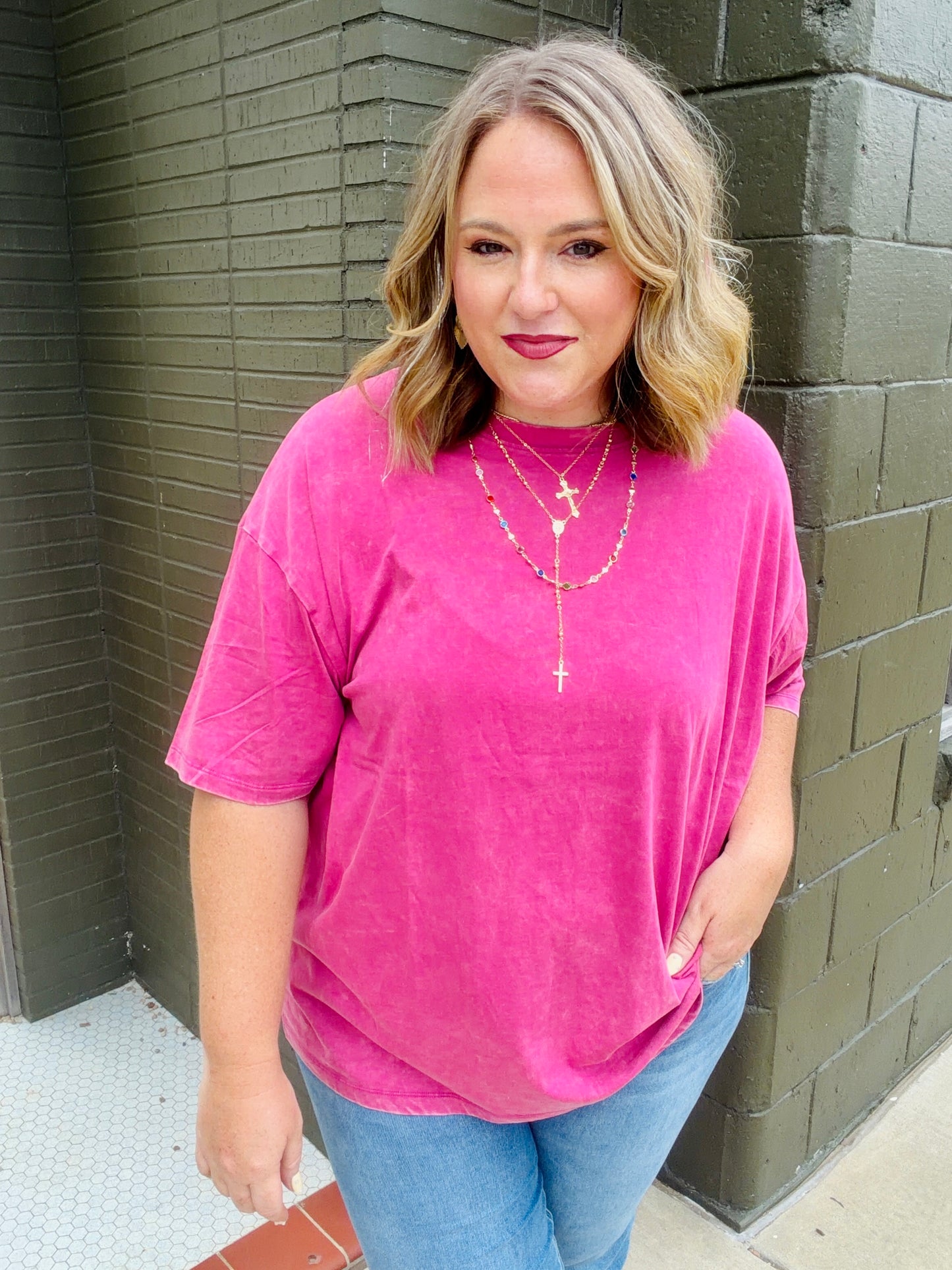 Kara Acid Washed Oversized Boyfriend Tee (Multiple Colors)