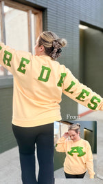Mascot Faux Glitter Stretch Sleeve Sweatshirt