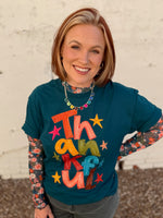 Thankful Multi Tee on Deep Green