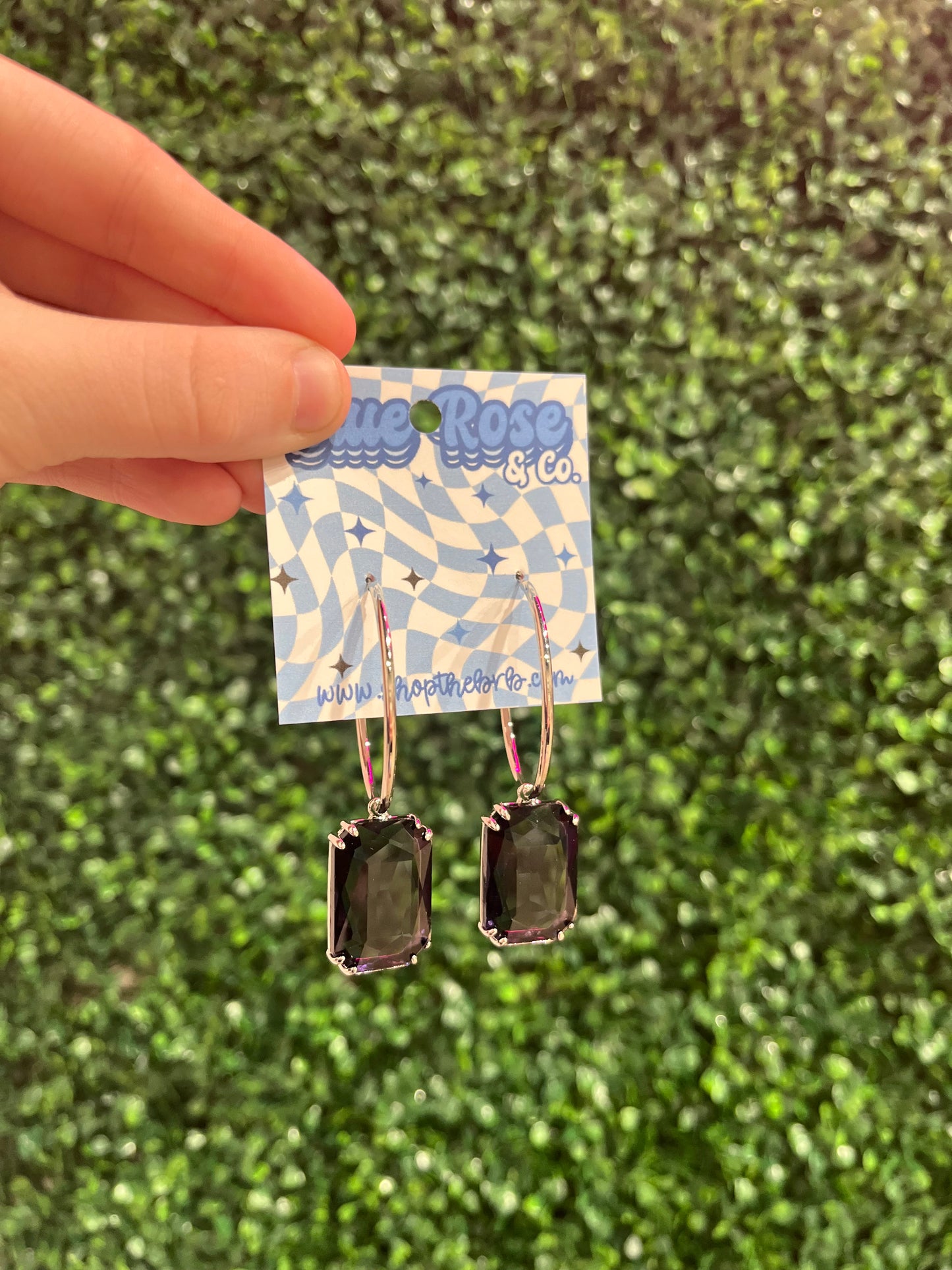 Square Crystal Hoops (multiple colors)