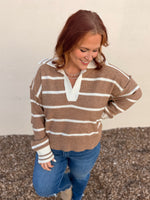Ainsley Taupe Striped Top