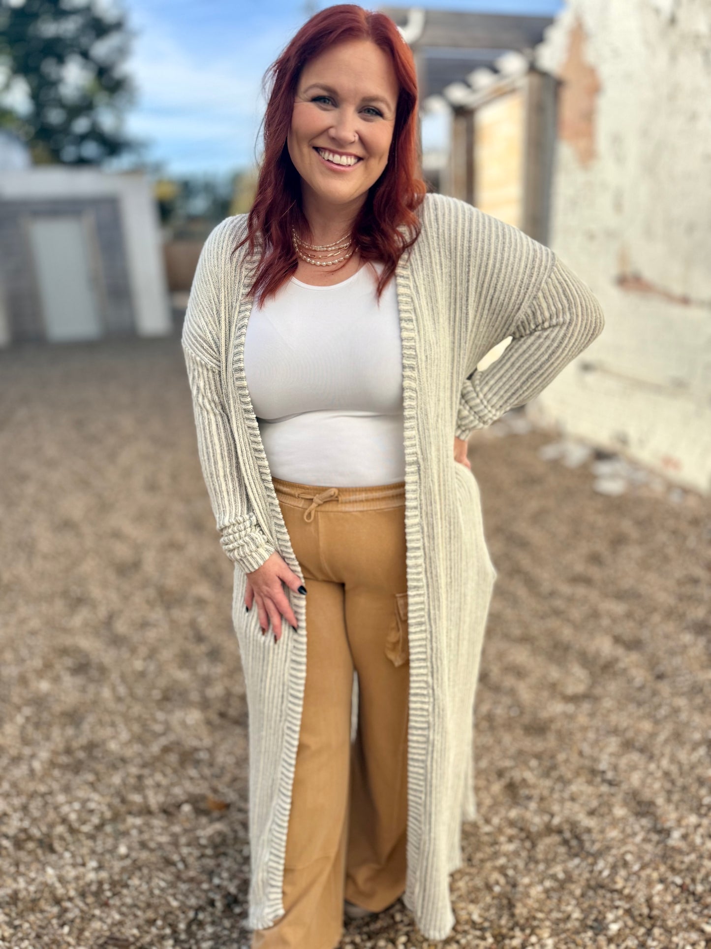 Wide Leg Knit Cargo Pants