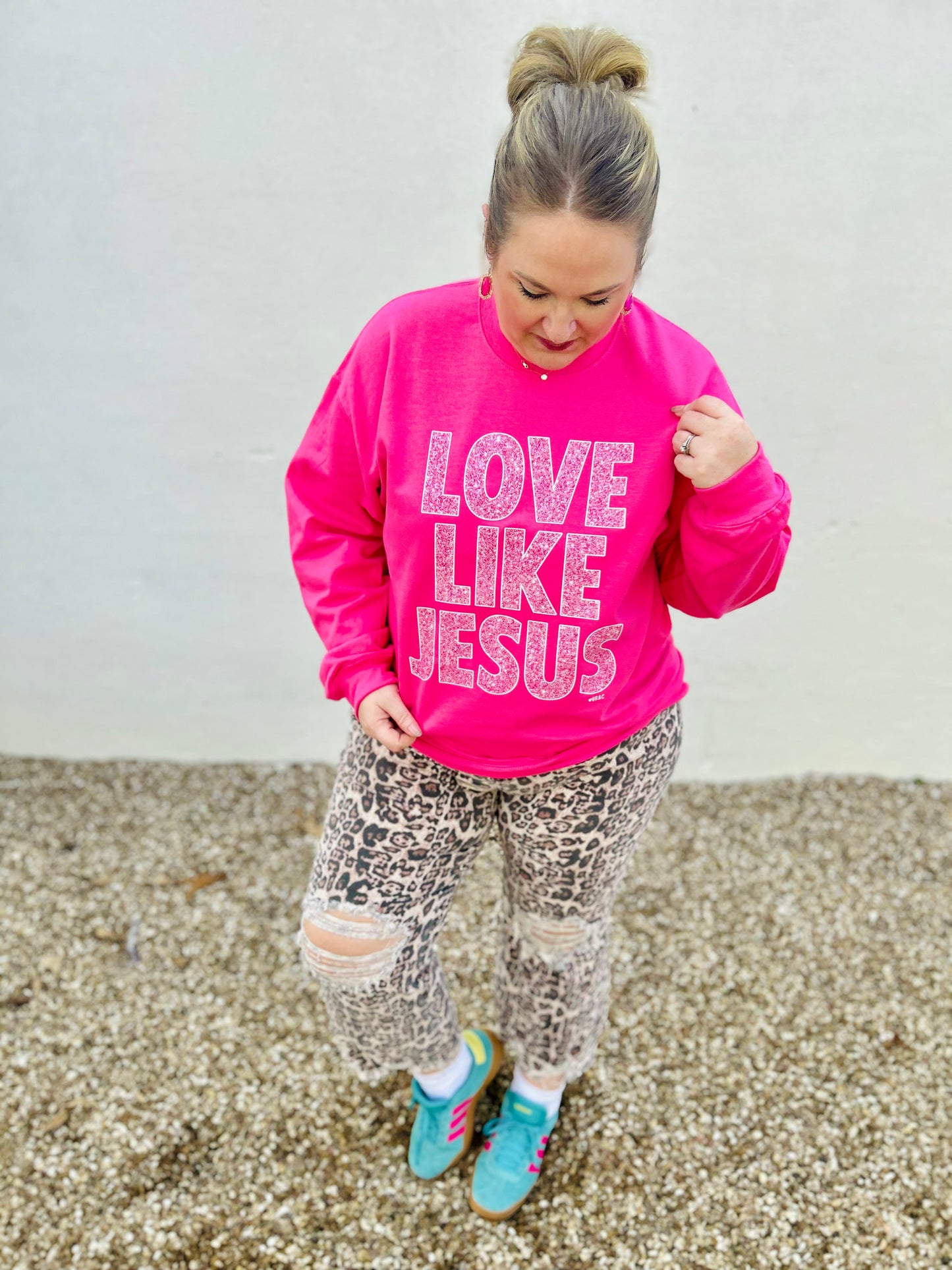 Love Like Jesus Faux Glitter Sweatshirt