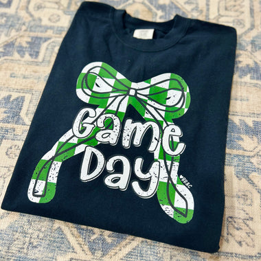 Green Checkered Bow Game Day (Customizable)