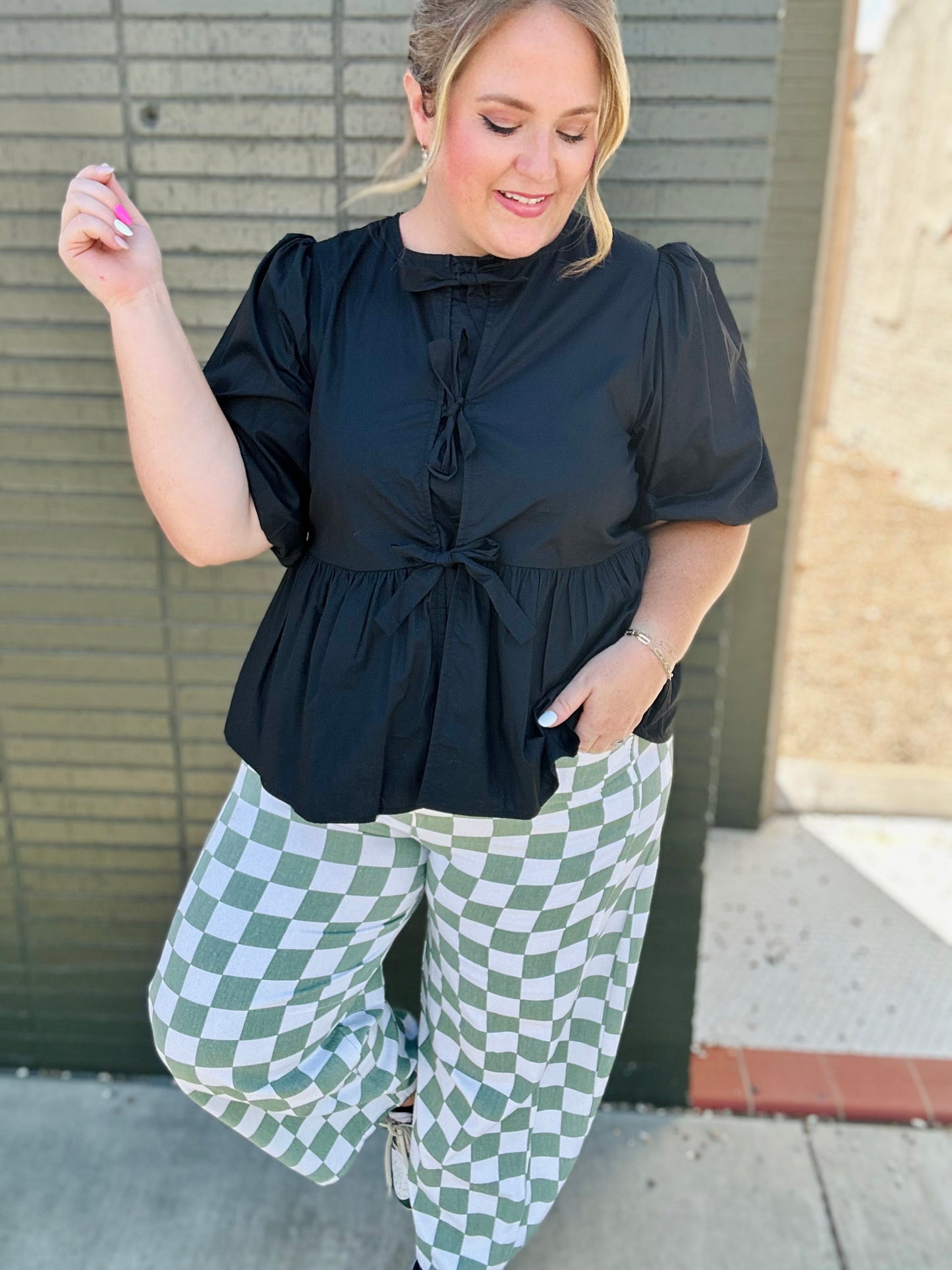 Olivia Checkered Barrel Pants