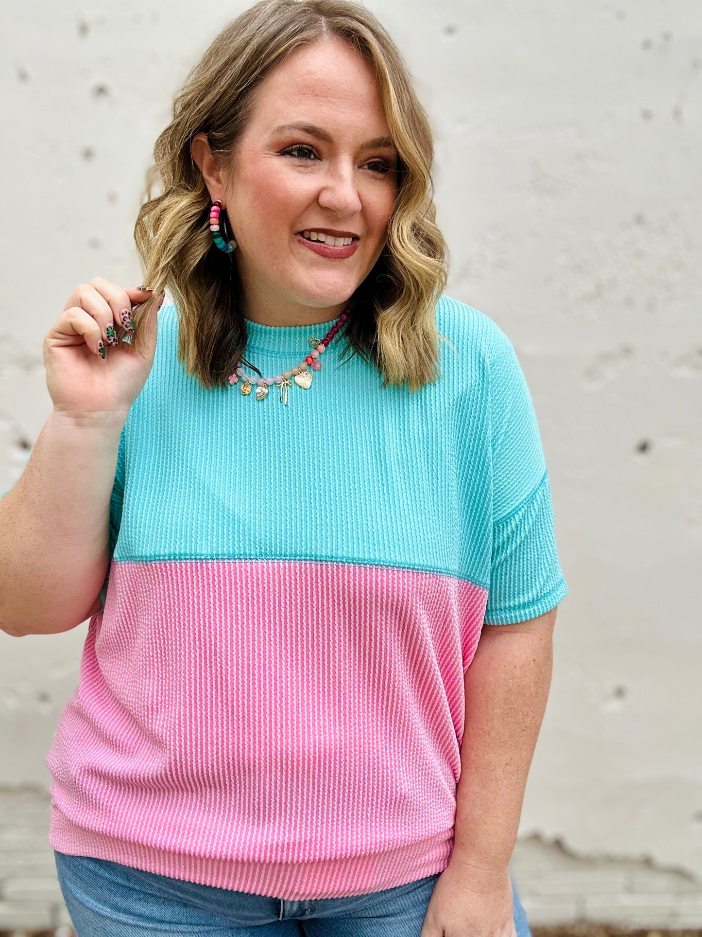 Sally Anne Color Block Ribbed Top