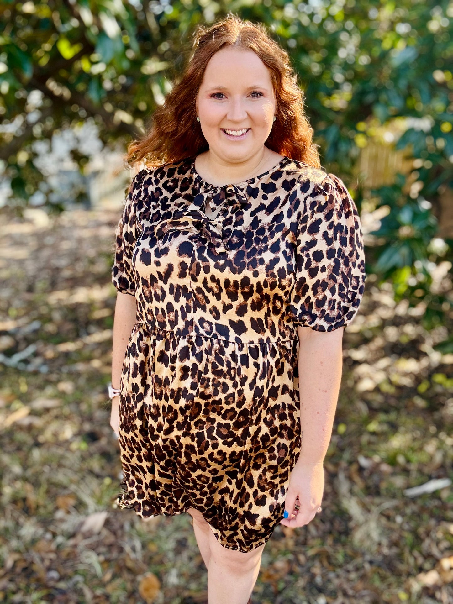 Hanna Brown Leopard Satin Dress