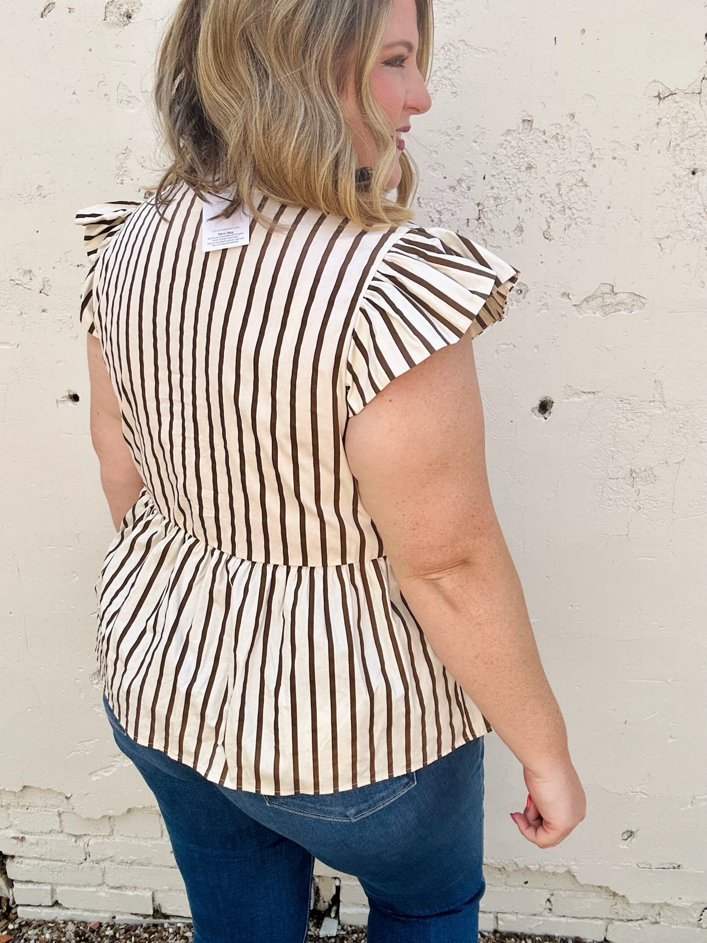 Sarah Striped Peplum Top