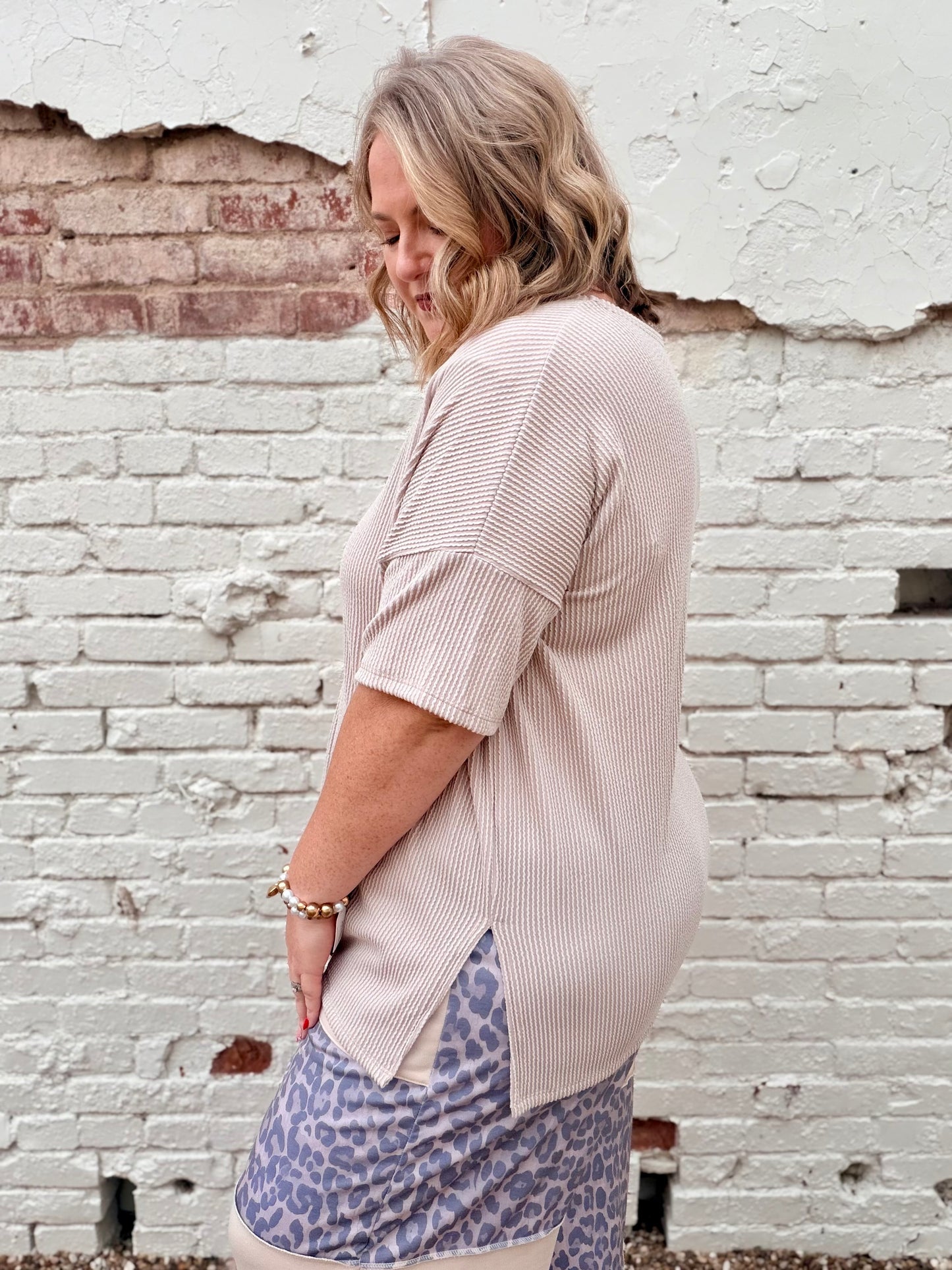 Sabra Ribbed Top in Sand