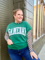 Game Day Embroidered Top in Green