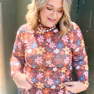 Multi Floral Mesh Top