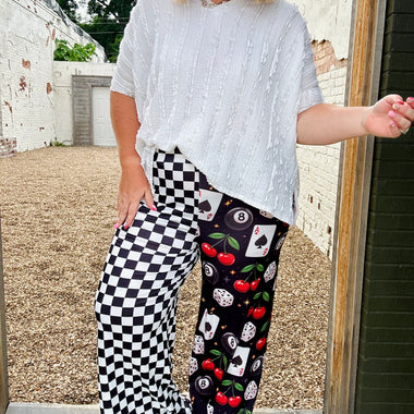 Karla Split Print Checkered Pants