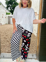 Karla Split Print Checkered Pants