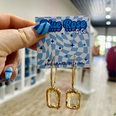 Square Crystal Hoops (multiple colors)