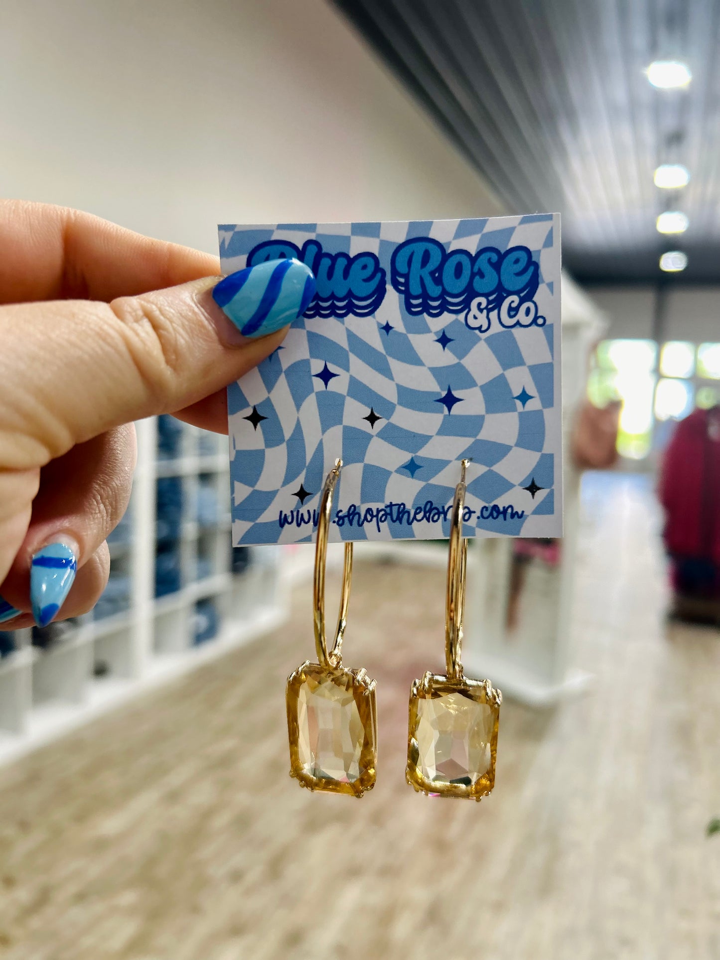 Square Crystal Hoops (multiple colors)