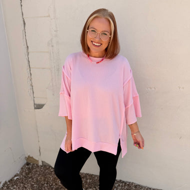Carol Pink Ribbed Top