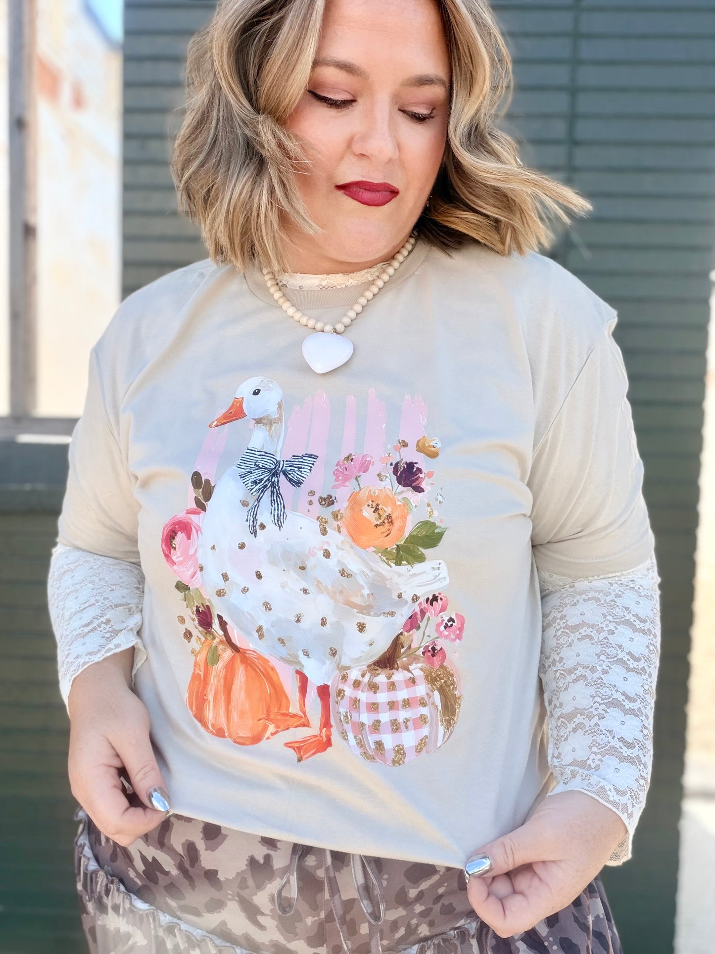 Fall Floral Goose Tee