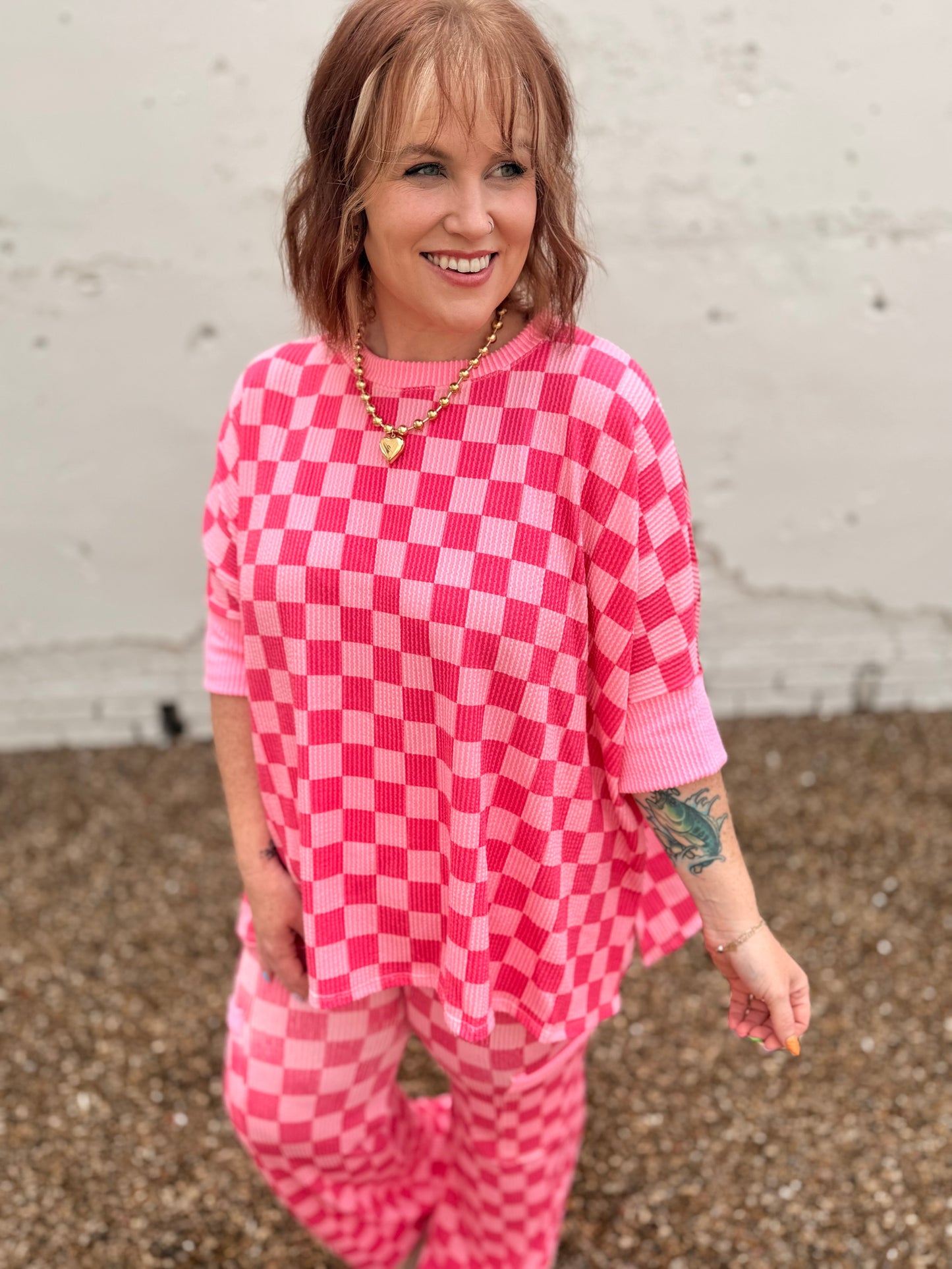 Lila Oversized Check Top