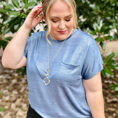 Chelsey Shimmer Pocket Tee (Multiple Colors)
