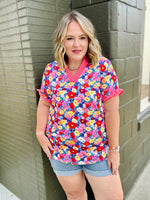 Floral V Neck Top