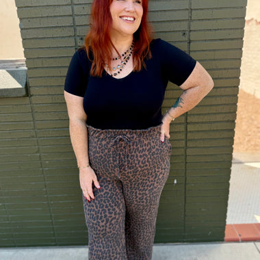 Leopard Urban Ribbed Casual Pants
