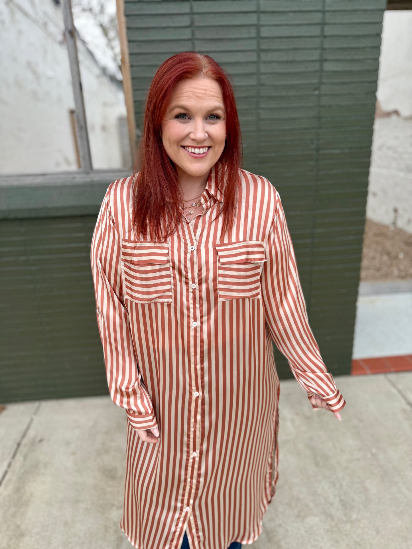 **DOORBUSTER** Sabrina Striped Button Down Midi Dress