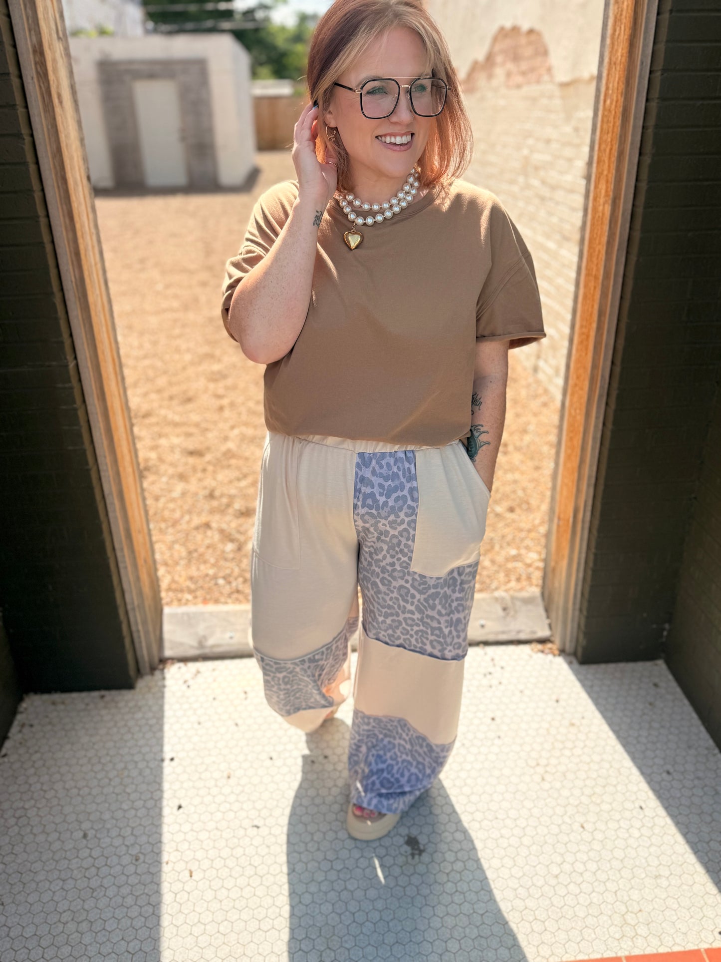 Fayth Patchwork Leopard Pants