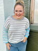 **DOORBUSTER** Braley Striped Blue Sweater